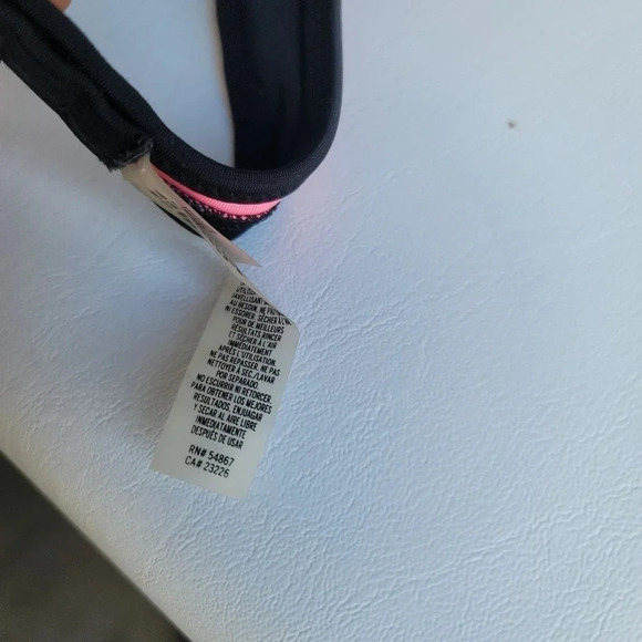 PINK by Victoria Secret Bikini Swim Top Black Studded Padded Draped Top Size XS - Picture 10 of 10